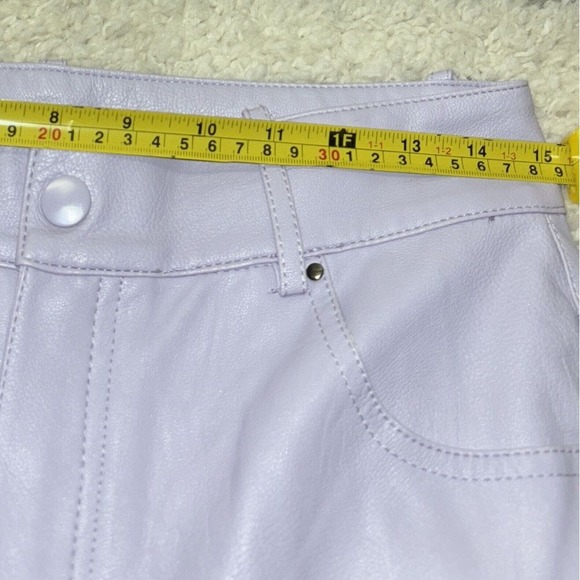 Zara High Waisted Lilac Faux Leather Trousers M Raw Hem 30x30 Hipster Skate‎ Emo - Picture 8 of 16